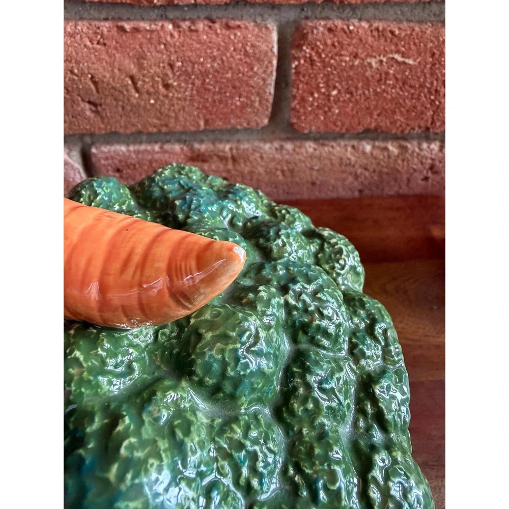 Vintage Fitz & Floyd Ceramic Broccoli Carrot Canister Cookie Jar